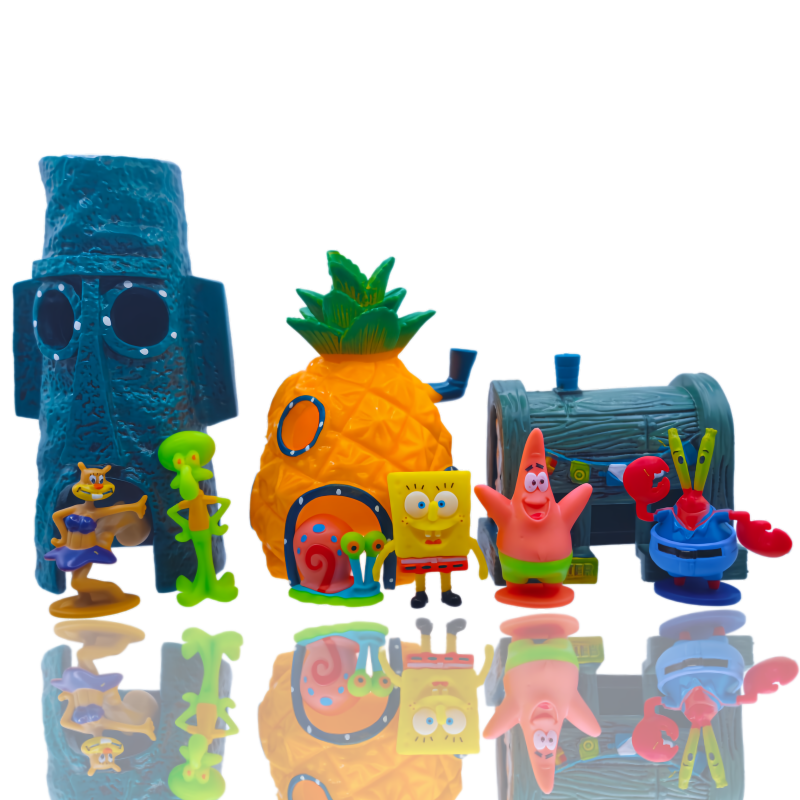 Aquarium Fish Farm - 6pcs SpongeBob Fish Tank Decoration Cartoon