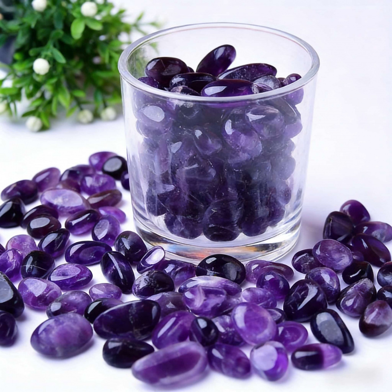 Aquarium Fish Farm - Natural Amethyst Raw Stone Polished Chips50-100GLandscaping