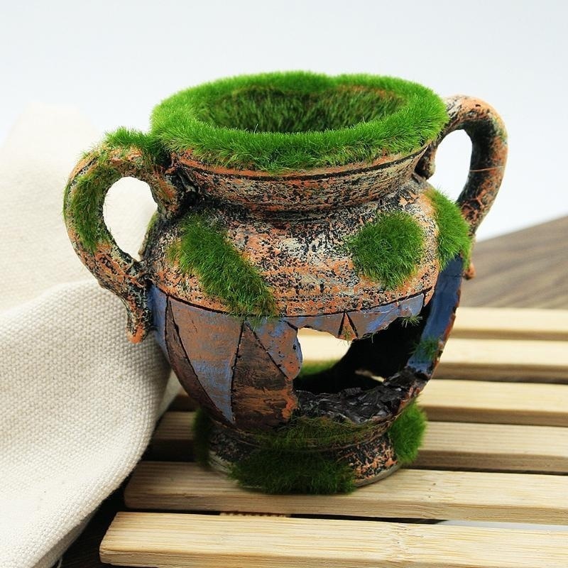 1pc Resin Vase with Moss Aquar - đánh giá và giá Aquarium Fish Tank Price