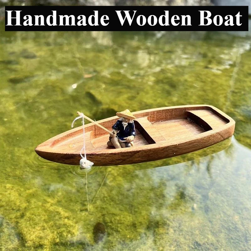 Handmade Wooden Boat Mini Floa - đánh giá và giá Aquarium Fish Tank Price