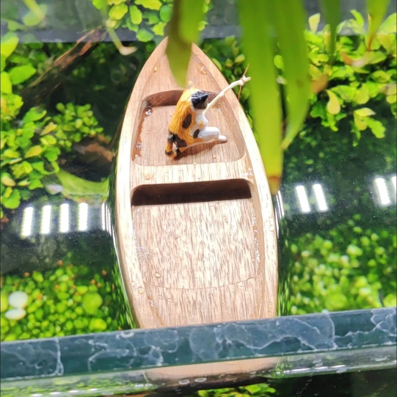 Handmade Wooden Boat Mini Floa - đánh giá và giá Aquarium Fish Tank Price