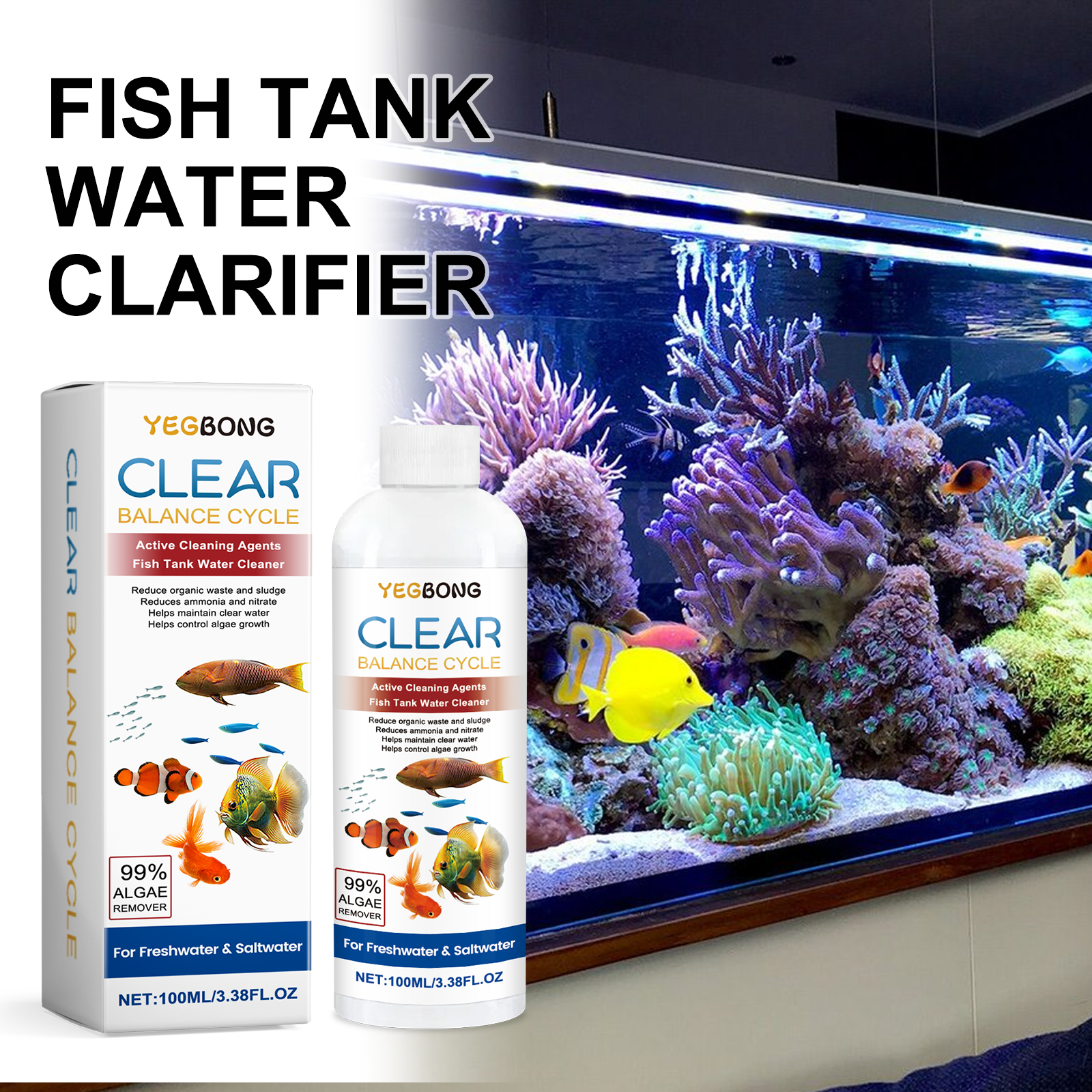 Aquarium Water Clarifier 100ml - đánh giá và giá Aquarium Fish Waste Collector